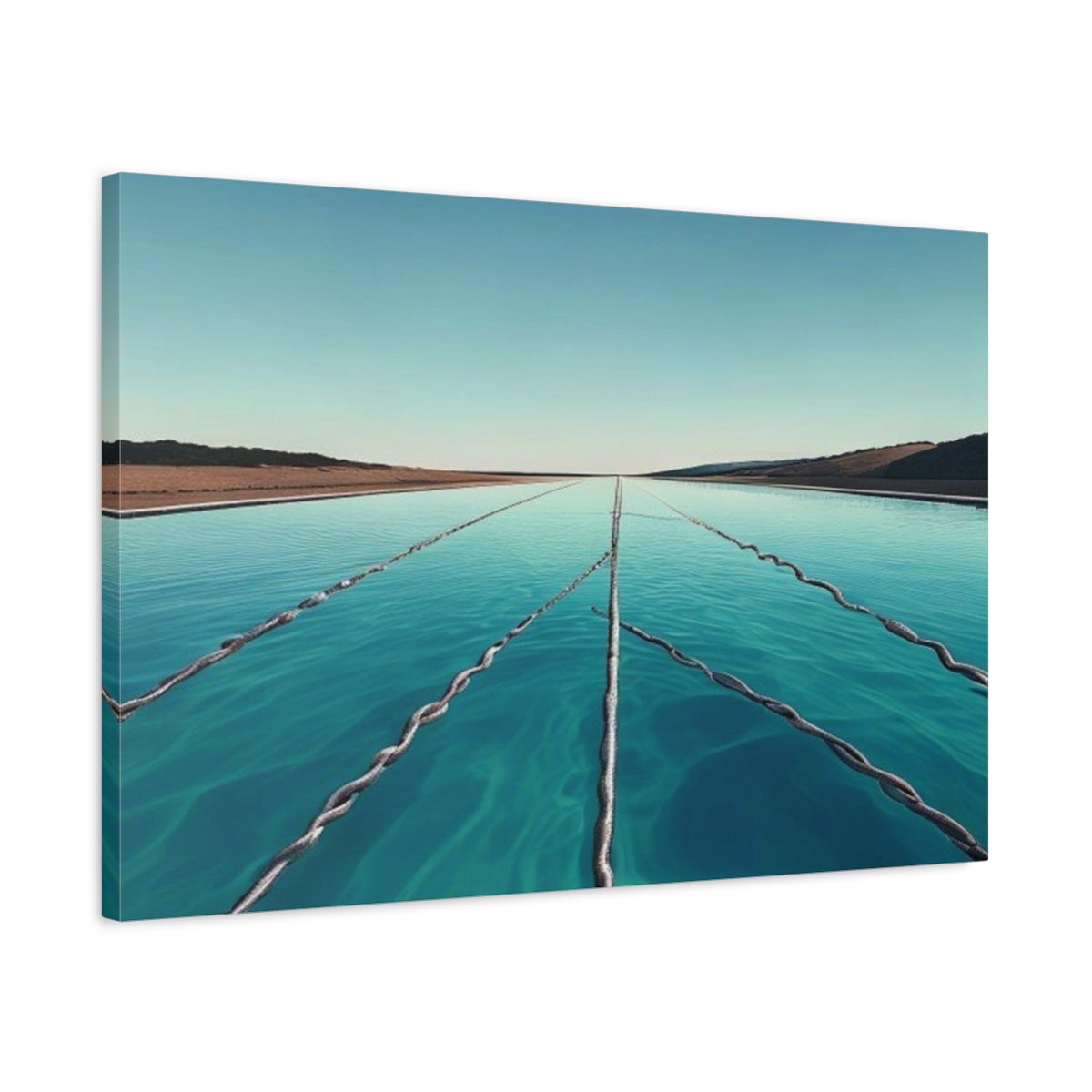 Side Mockup 2. Endless Turquoise Pool shown as canvas print