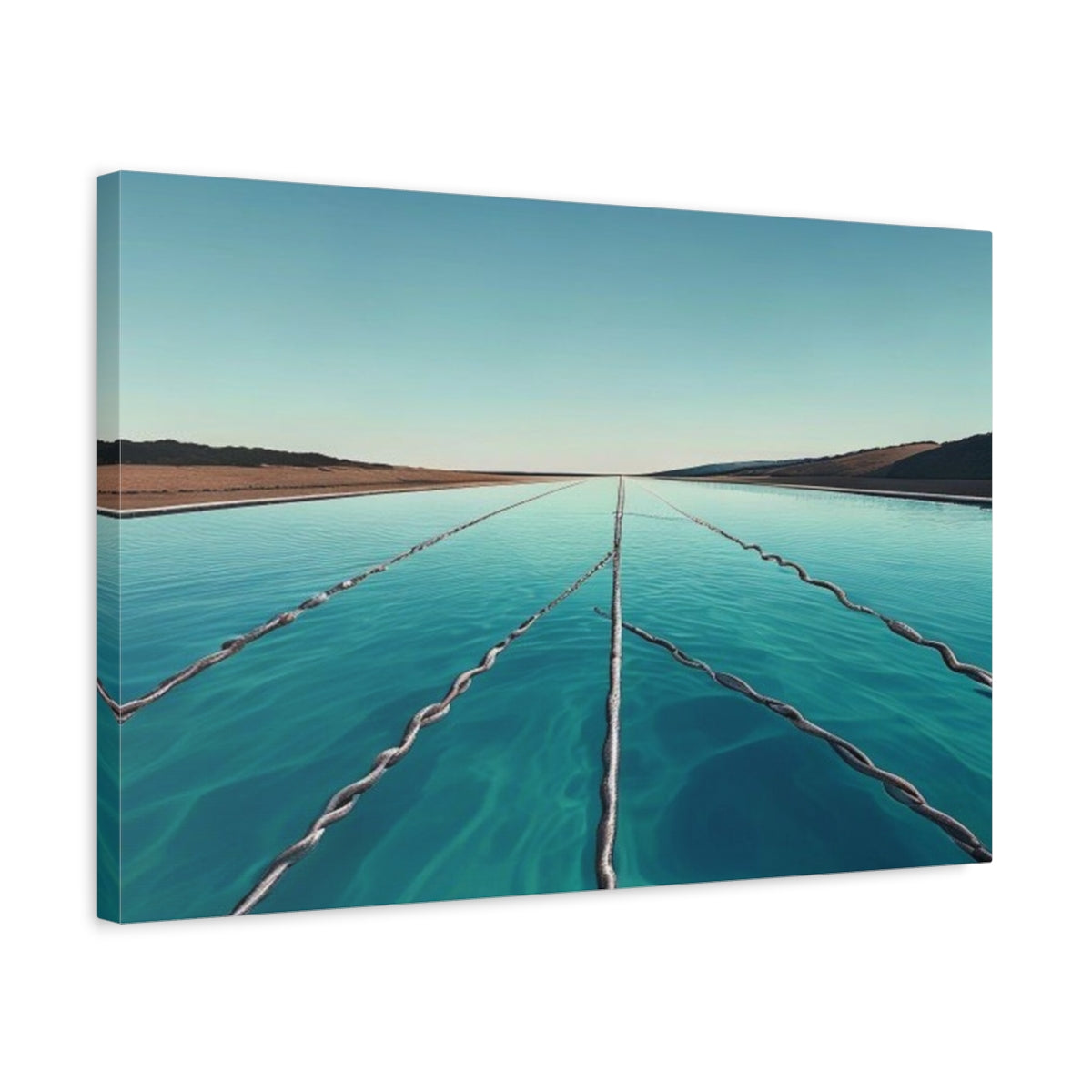 Side Mockup 3. Endless Turquoise Pool shown as canvas print