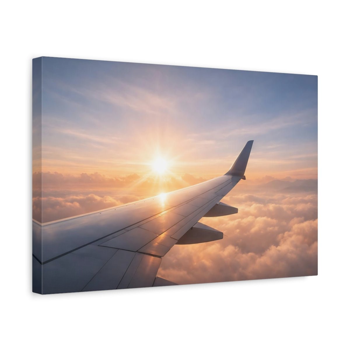 Ethereal Airplane Wing View Nature - Canvas Wall Art Print - YesArtYes