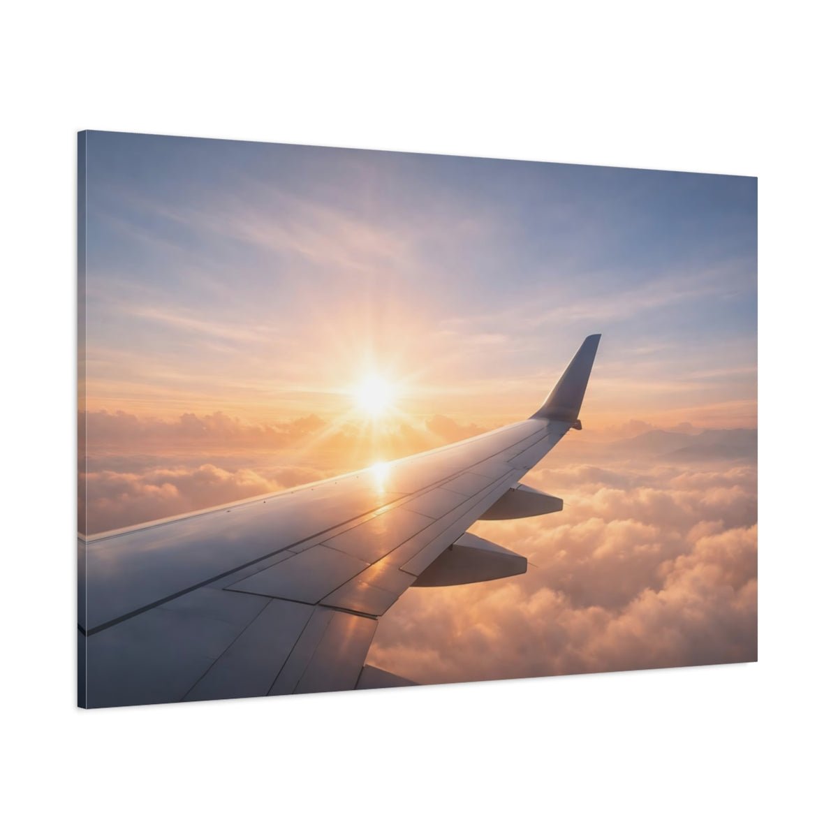 Ethereal Airplane Wing View Nature - Canvas Wall Art Print - YesArtYes