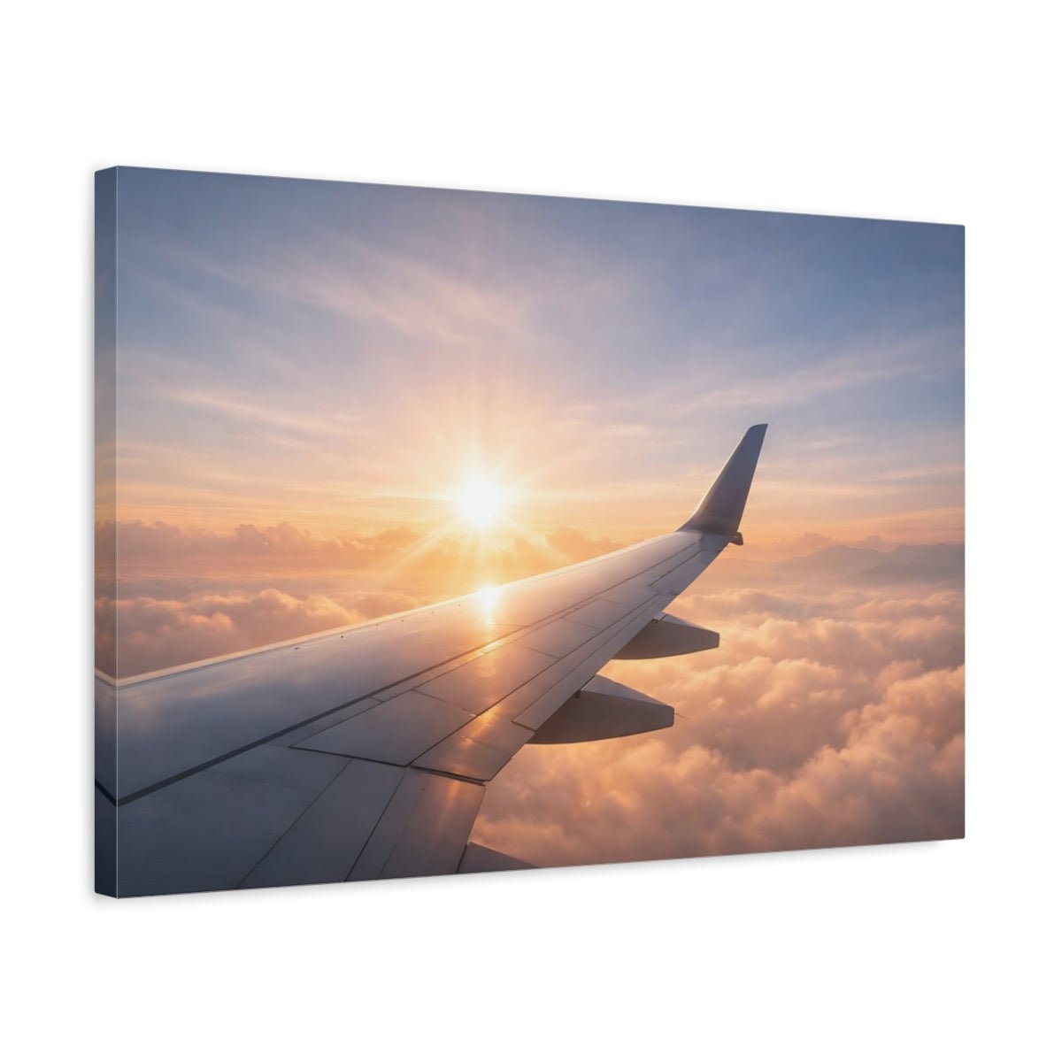 Ethereal Airplane Wing View Nature - Canvas Wall Art Print - YesArtYes