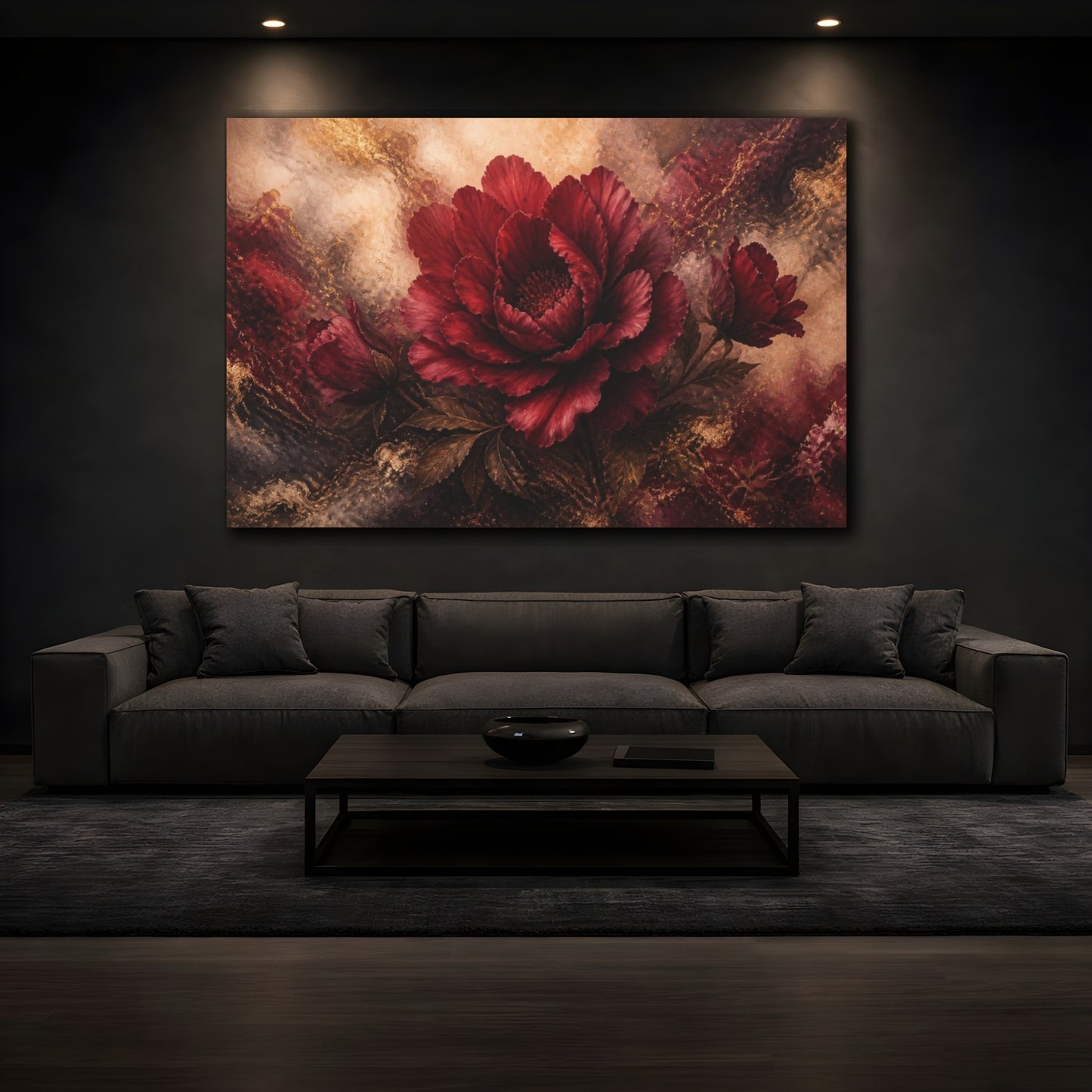 Mockup 3. Ethereal Burgundy Bloom shown as canvas print