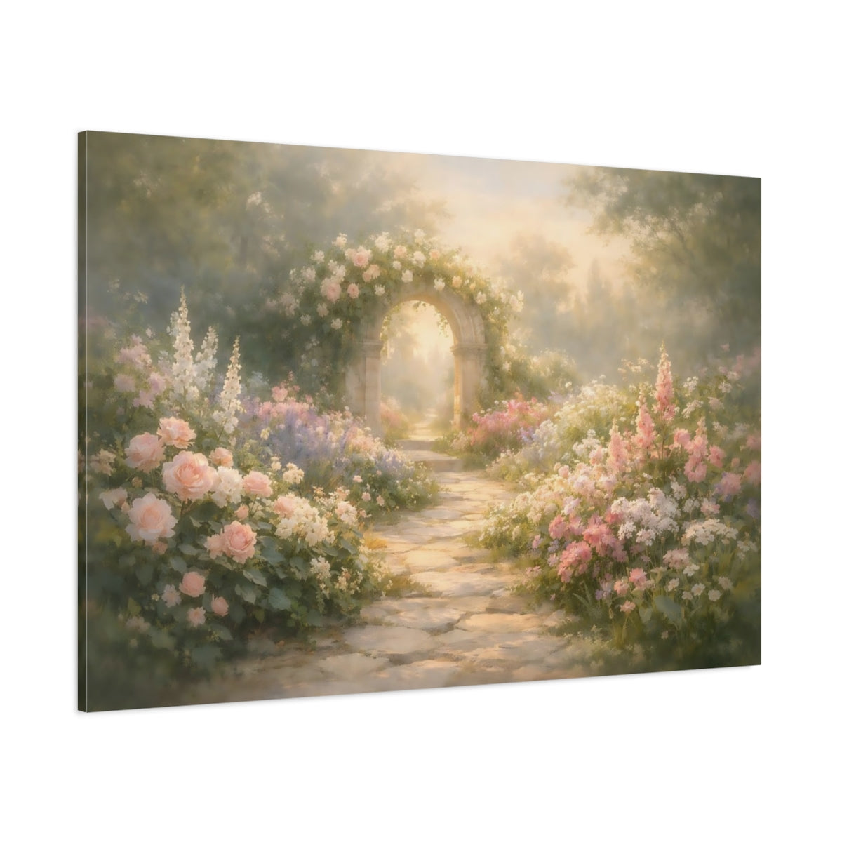 Ethereal Garden Path shown as stretched canvas wall art