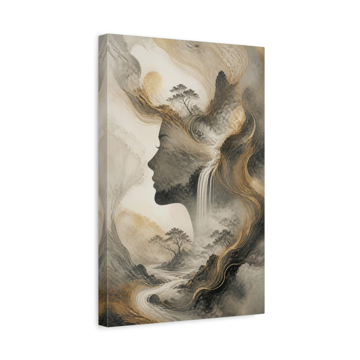Side Mockup 4. Ethereal Landscape Silhouette shown as canvas print