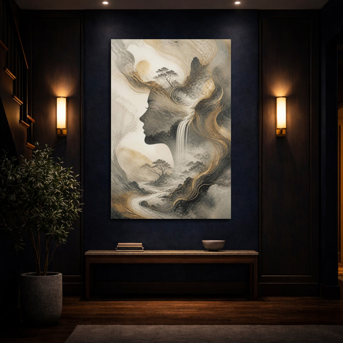 Mockup 4. Ethereal Landscape Silhouette shown as canvas print