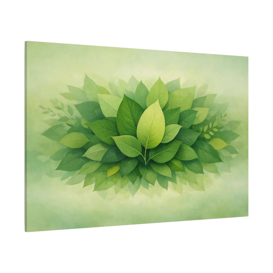 Ethereal Leaves Green shown as stretched canvas wall art