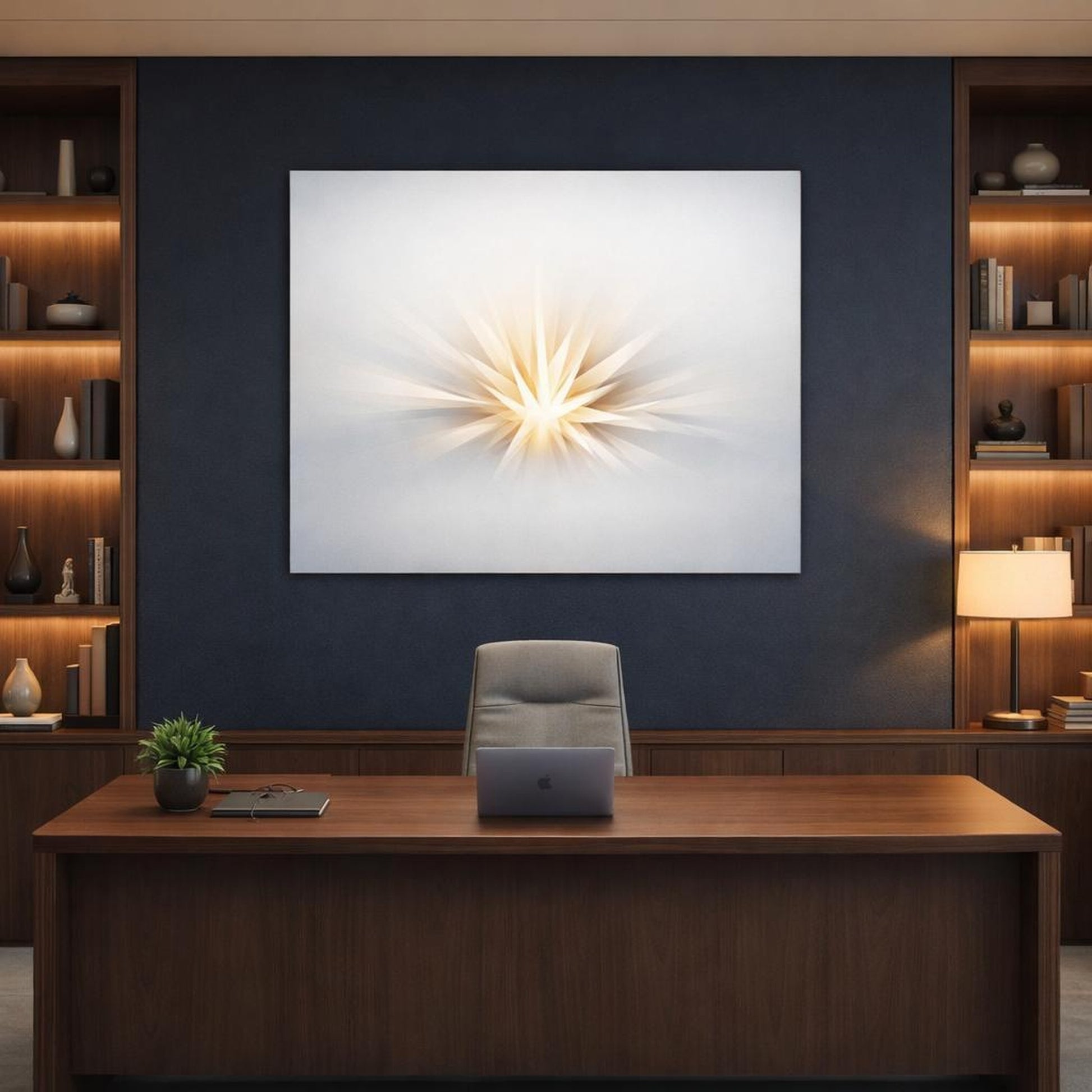 Ethereal Minimal Form shown as canvas wall art in a refined dining room