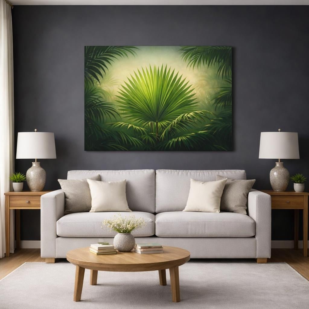 Ethereal Palm Leaf Nature - Canvas Wall Art Print - YesArtYes