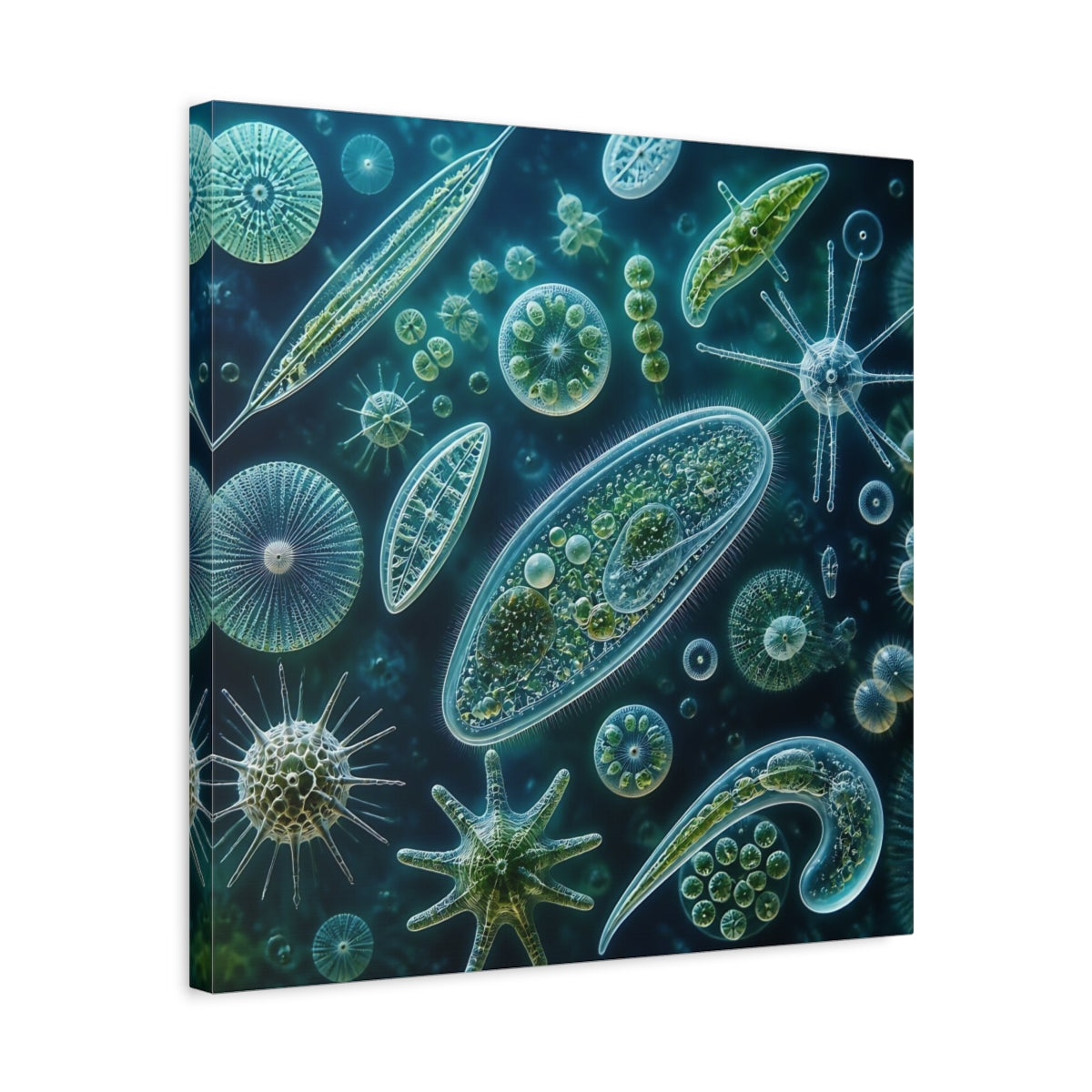 Side Mockup 5. Ethereal Plankton Study shown as canvas print