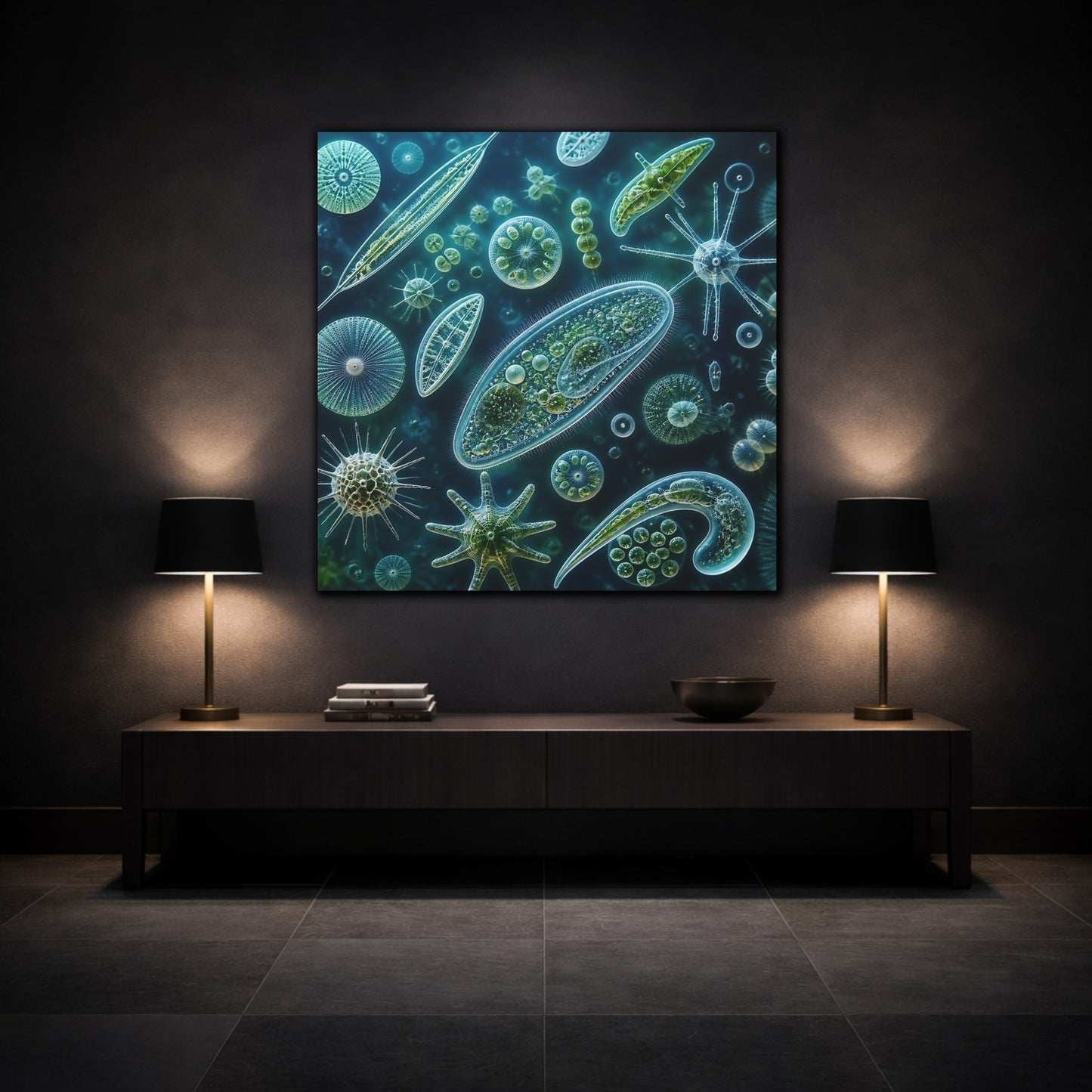 Mockup 3. Ethereal Plankton Study shown as canvas print