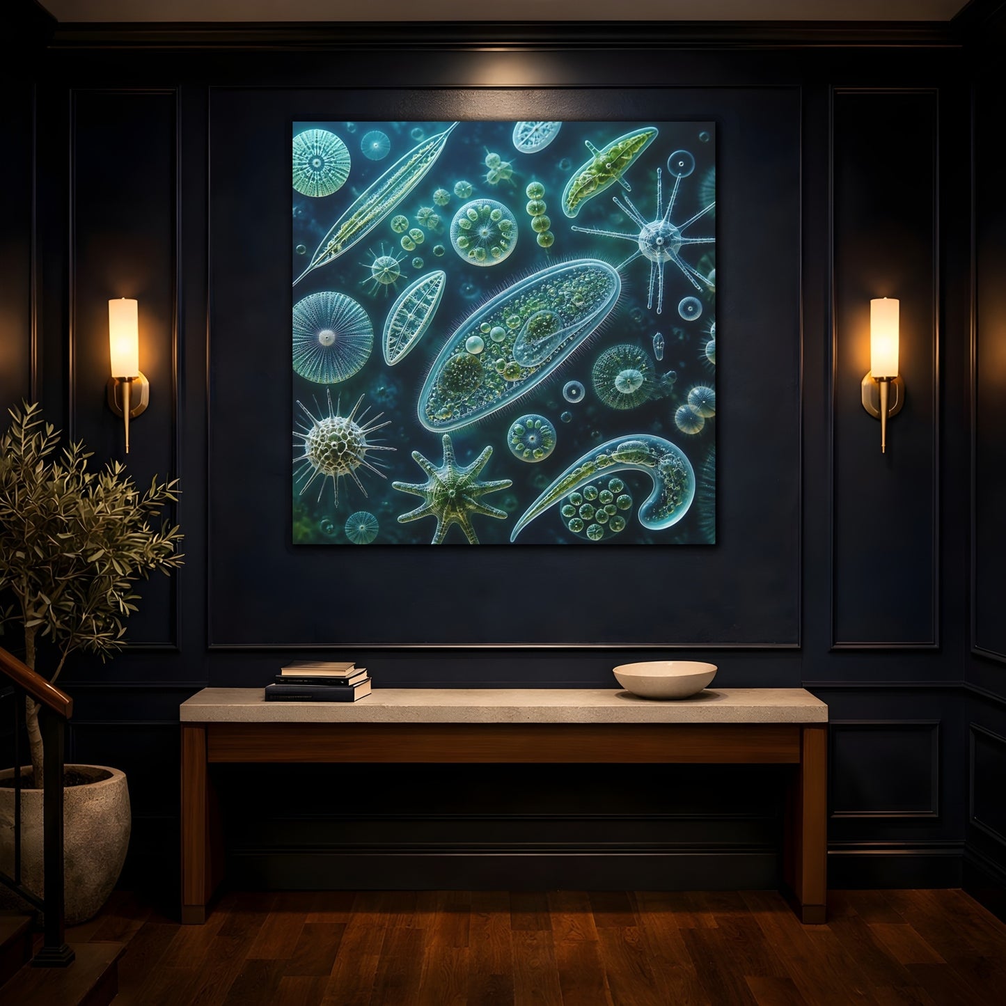 Mockup 4. Ethereal Plankton Study shown as canvas print