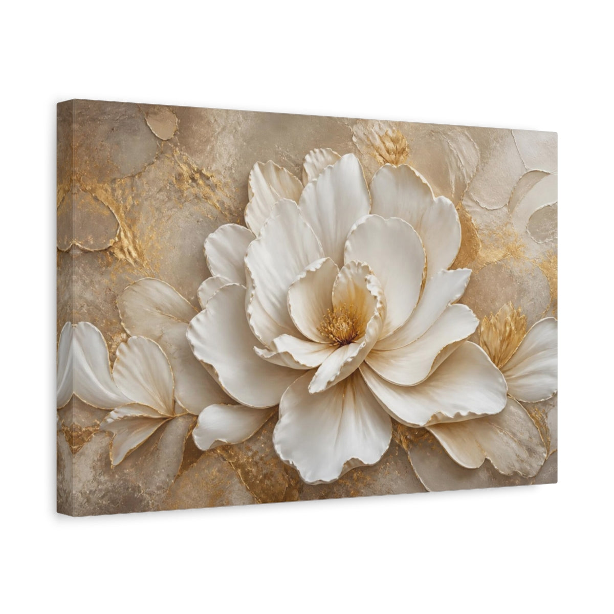 Side Mockup 4. Ethereal White Bloom shown as canvas print