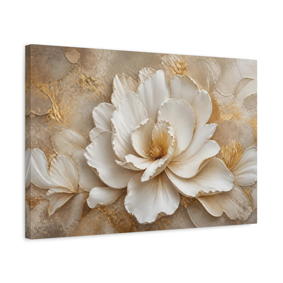 Side Mockup 3. Ethereal White Bloom shown as canvas print