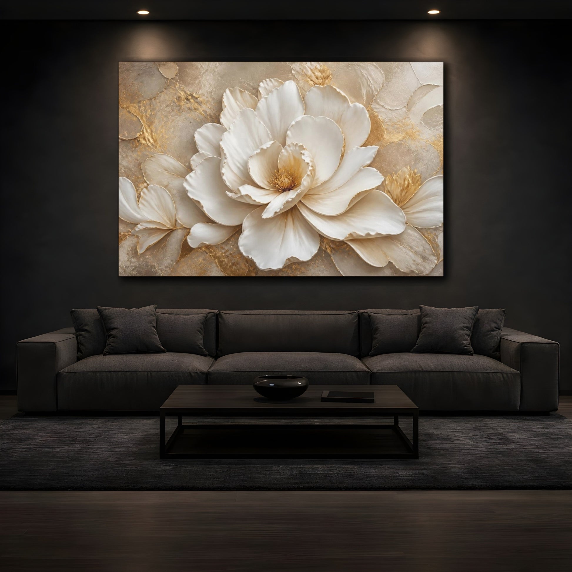 Mockup 3. Ethereal White Bloom shown as canvas print