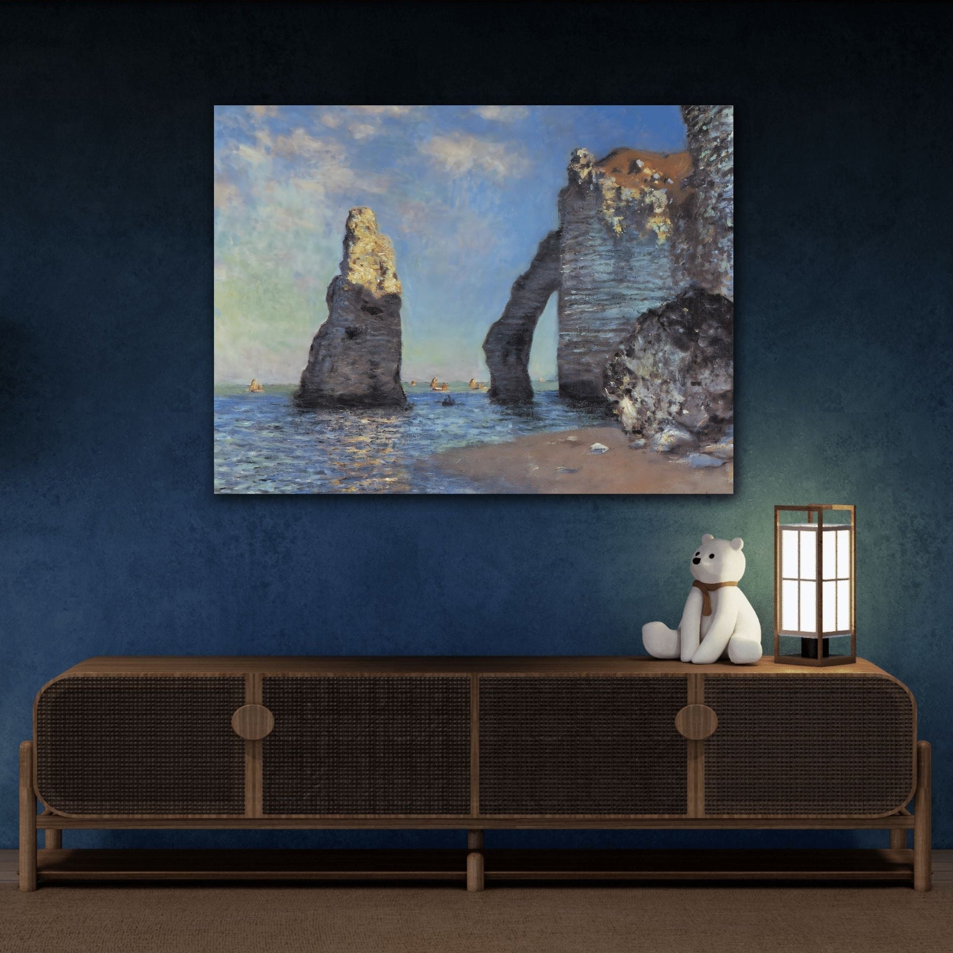 Etretat Cliffs Canvas Print - Seascape Monet Wall Art Prints Rock Formation Painting - YesArtYes