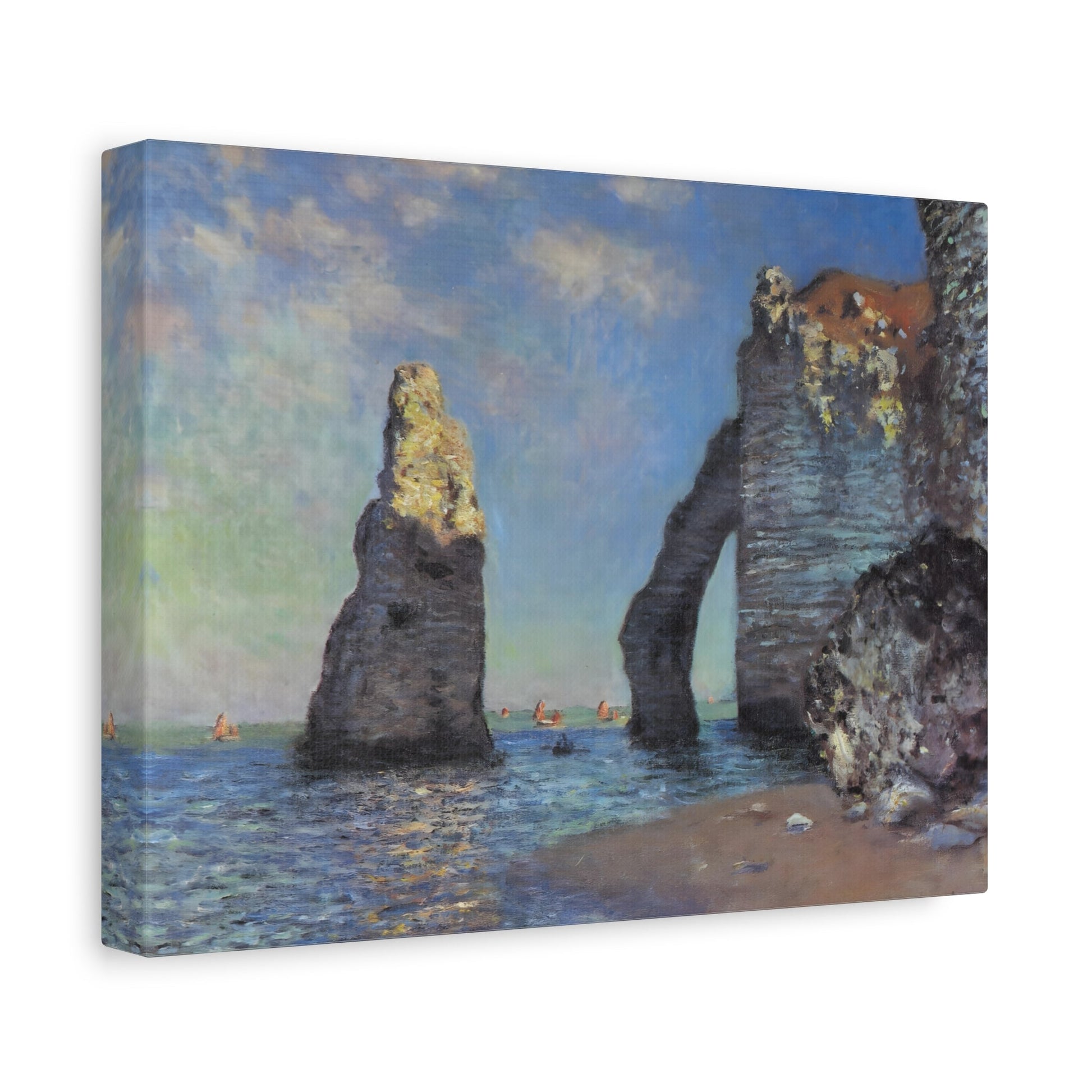 Etretat Cliffs Canvas Print - Seascape Monet Wall Art Prints Rock Formation Painting - YesArtYes