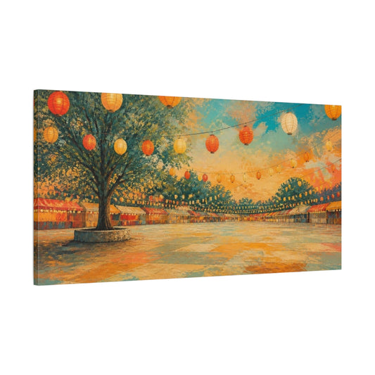 Main Mockup. Evening Lantern Festival shown as canvas print