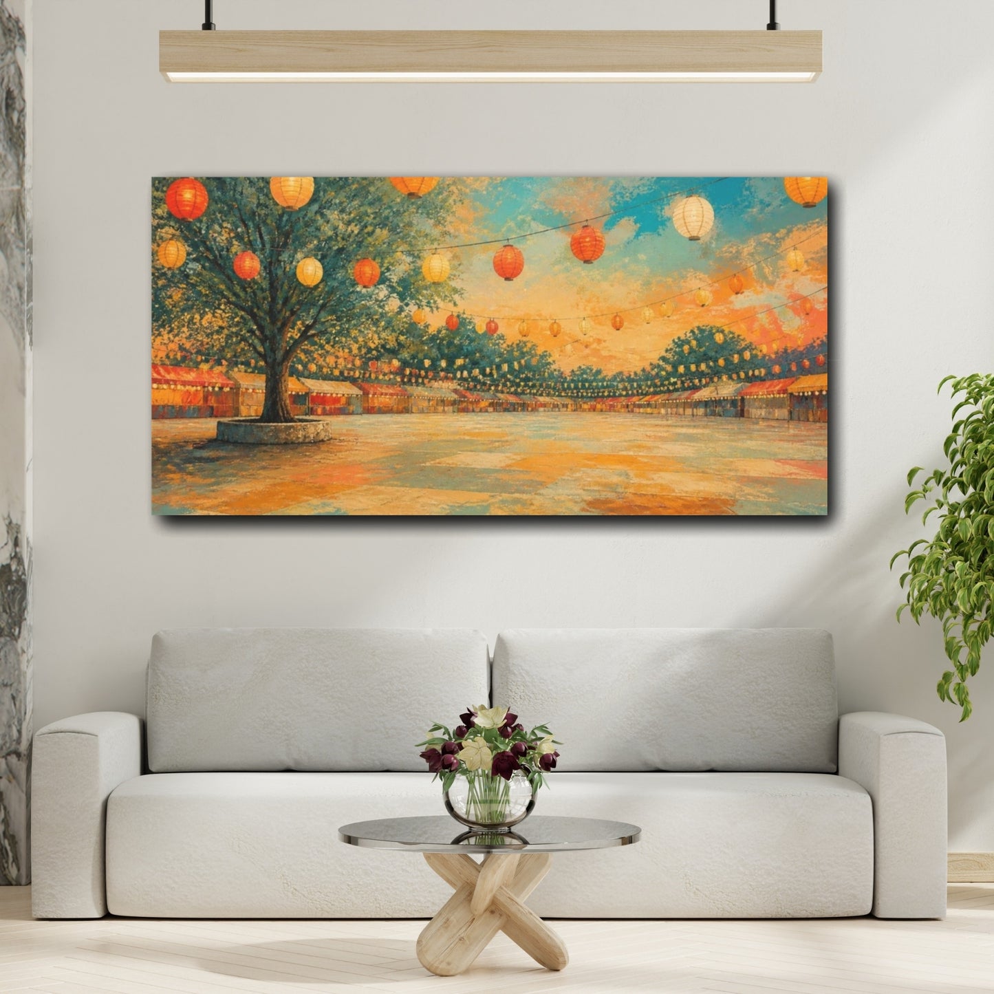 Mockup 2. Evening Lantern Festival shown as canvas print