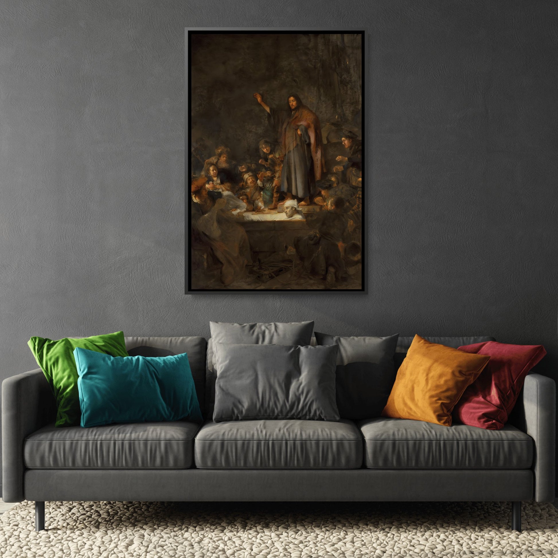 Fabritius Raising of Lazarus - Framed Canvas Wall Art Reproduction