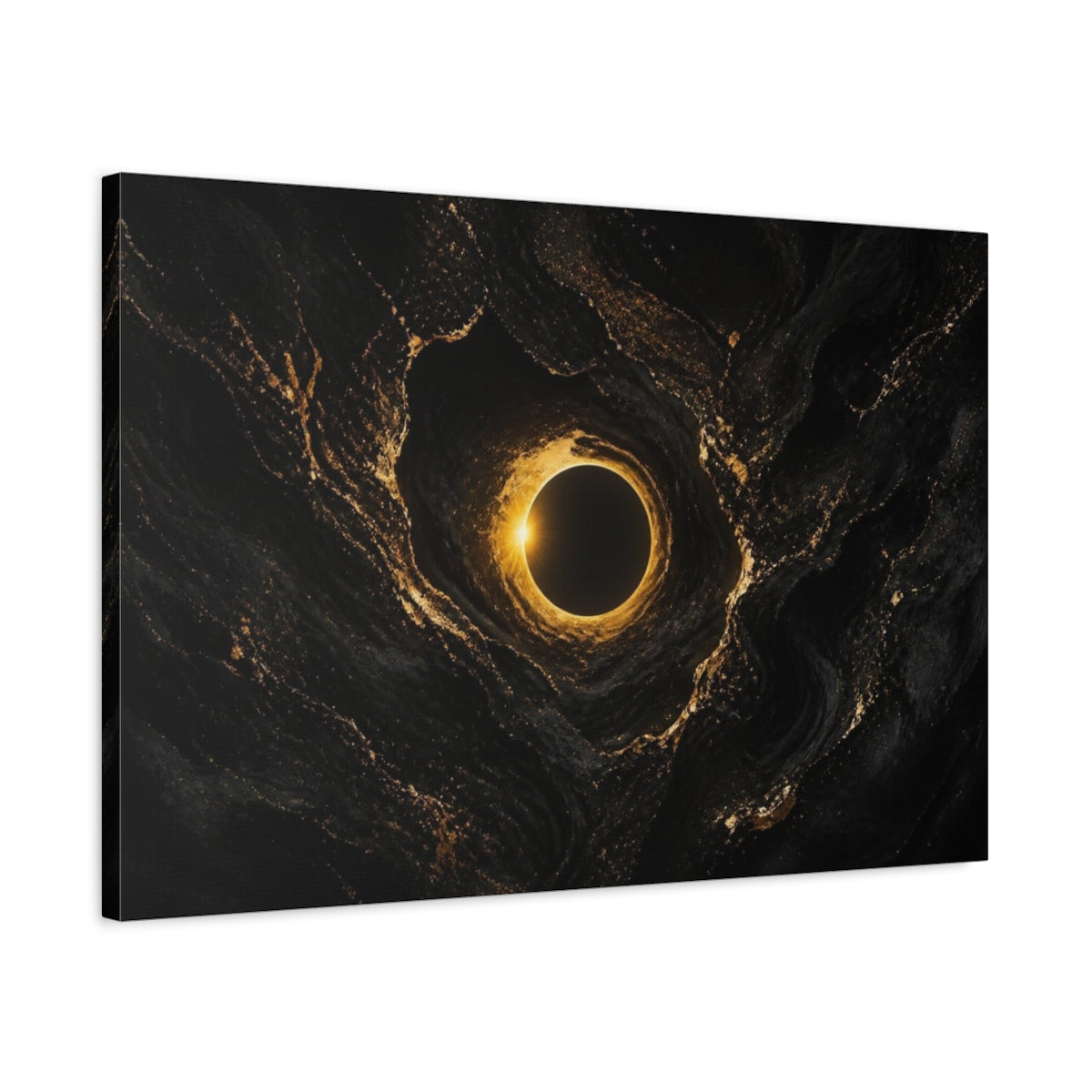 Side Mockup 2. Faint Gold Eclipse shown as canvas print
