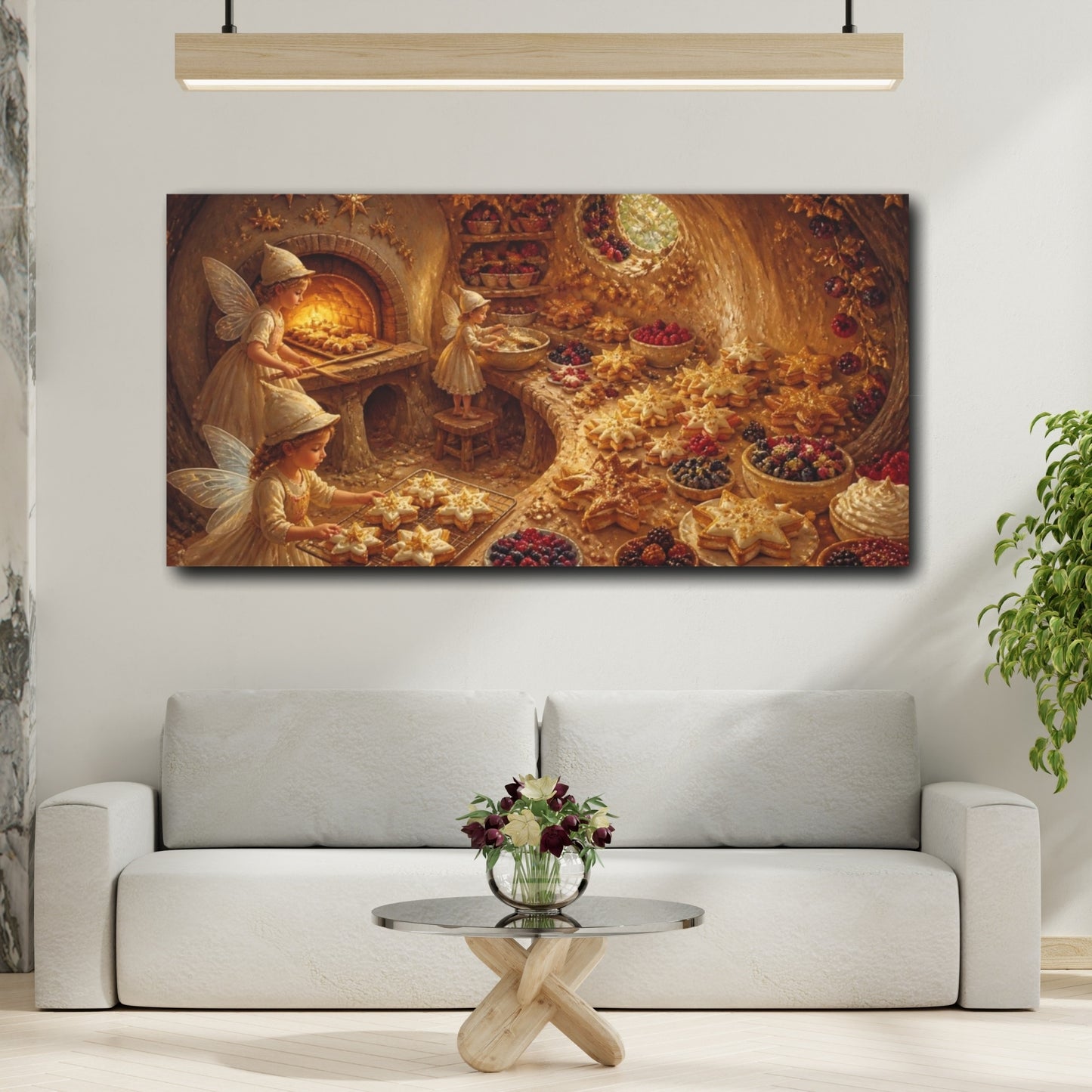 Mockup 2. Fairies Baking Star Cookies shown as canvas print