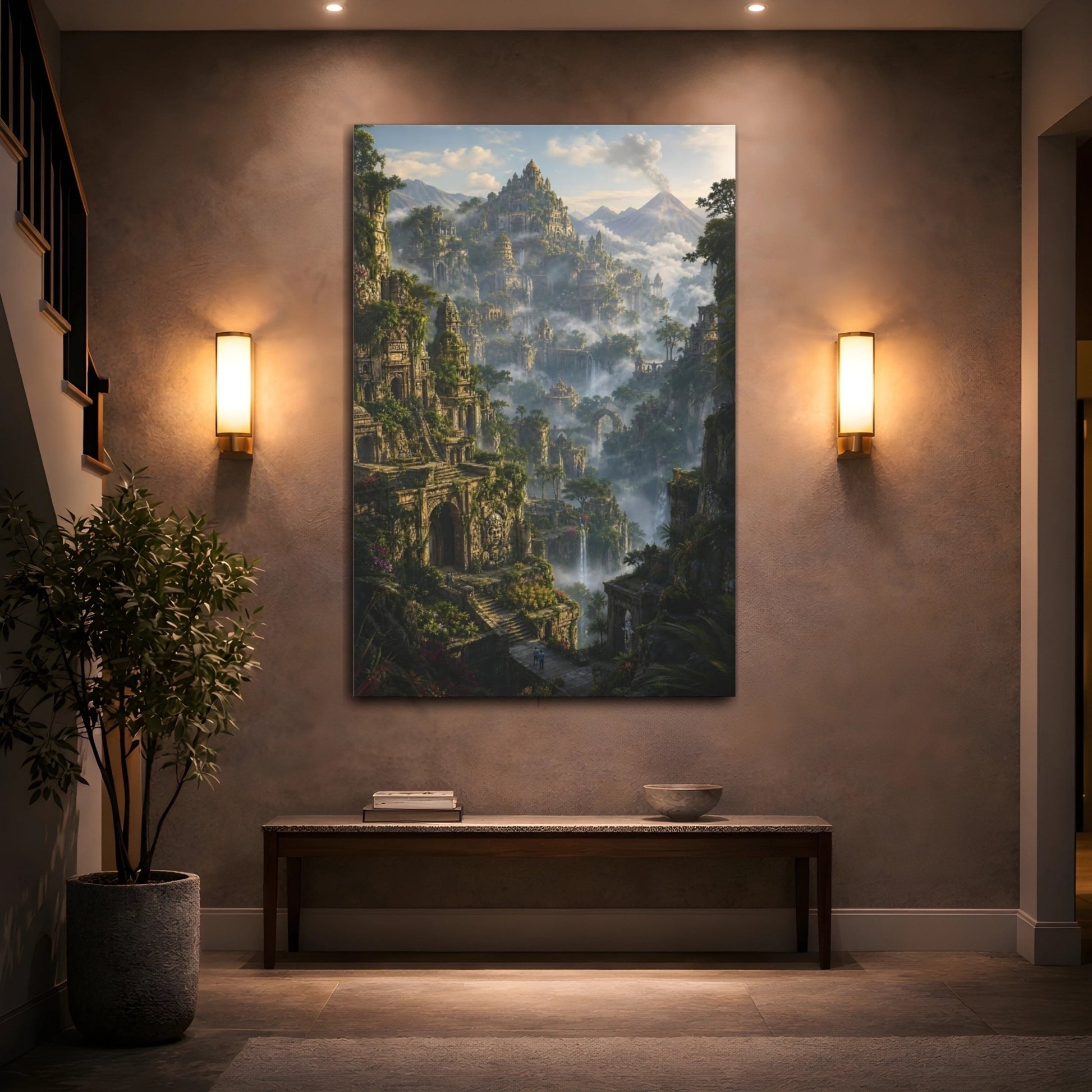 Fairytale Ancient City Landscape Canvas Wall Art Print – Living Room Decor, Above Couch - YesArtYes