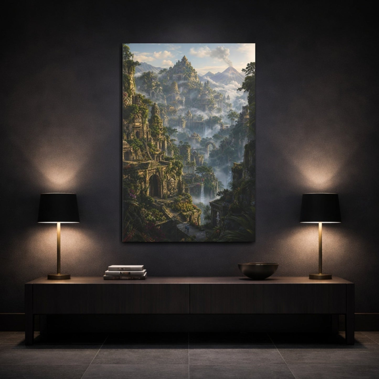 Fairytale Ancient City Landscape Canvas Wall Art Print – Living Room Decor, Above Couch - YesArtYes