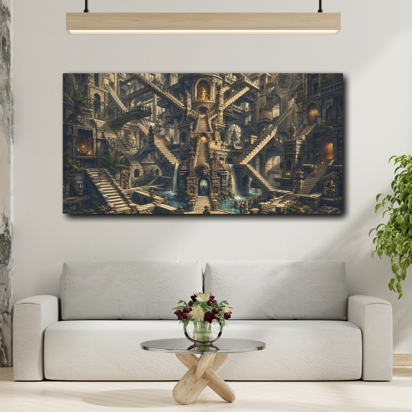 Mockup 3. Fairytale Ancient Labyrinth Ancient Stone Labyrinth shown as stretched canvas wall art