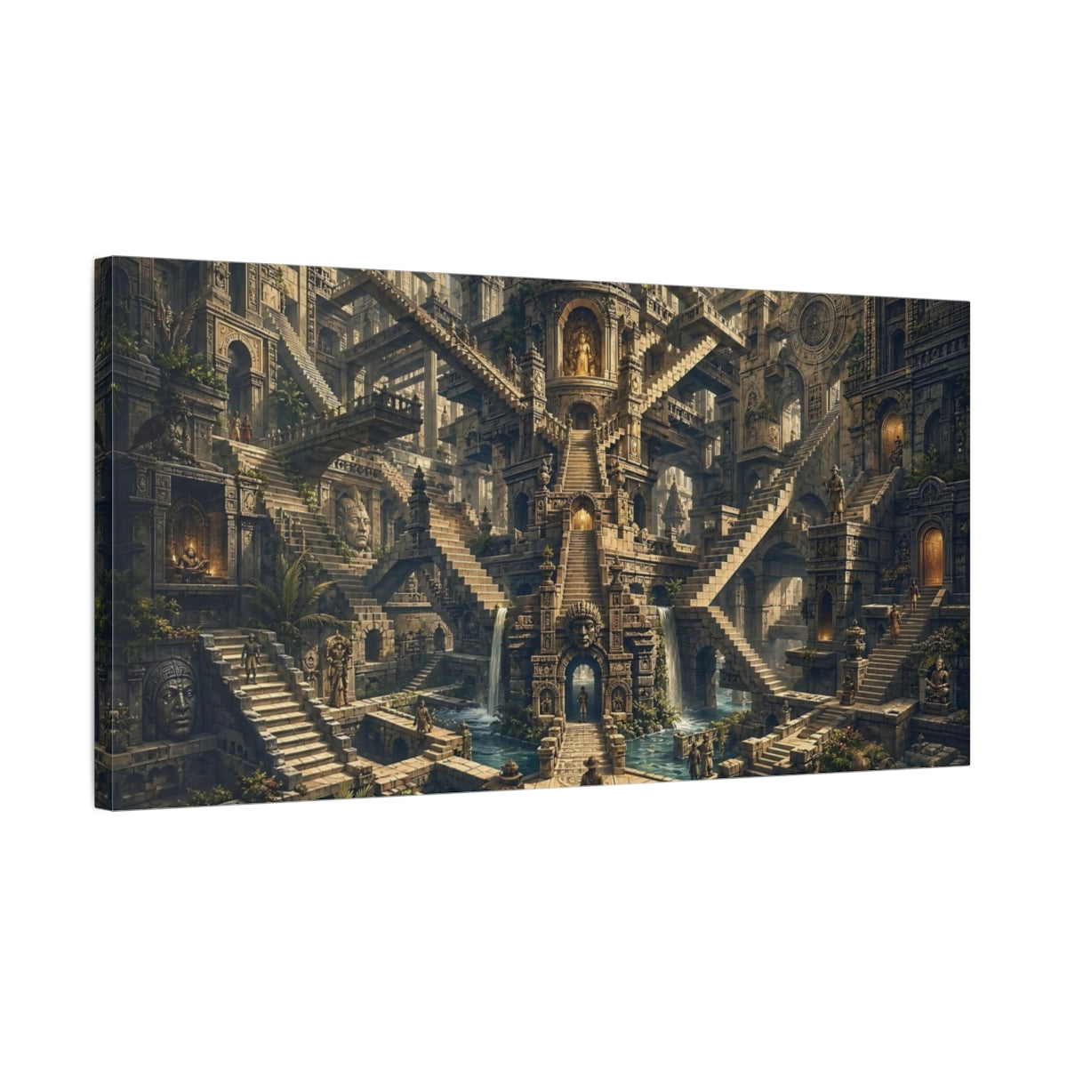 Side Mockup 1. Fairytale Ancient Labyrinth Ancient Stone Labyrinth shown as stretched canvas wall art