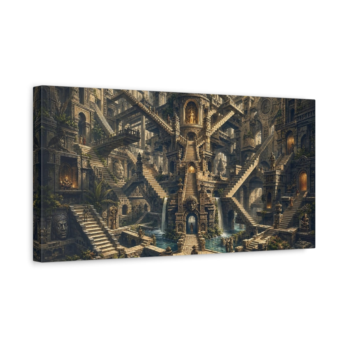 Side Mockup 3. Fairytale Ancient Labyrinth Ancient Stone Labyrinth shown as stretched canvas wall art
