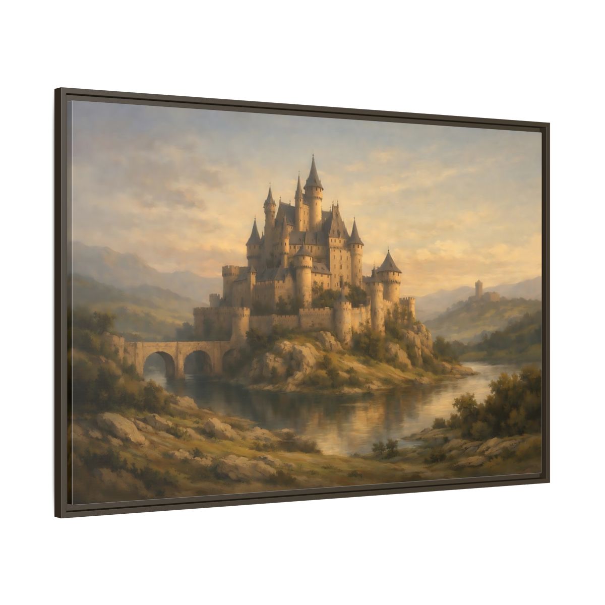 Main Mockup. Fairytale Castle Golden Castle shown as stretched canvas wall art