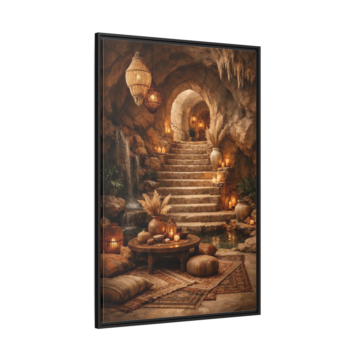 Main Mockup. Fairytale Cave Grotto Warm Earth Tones shown as stretched canvas wall art