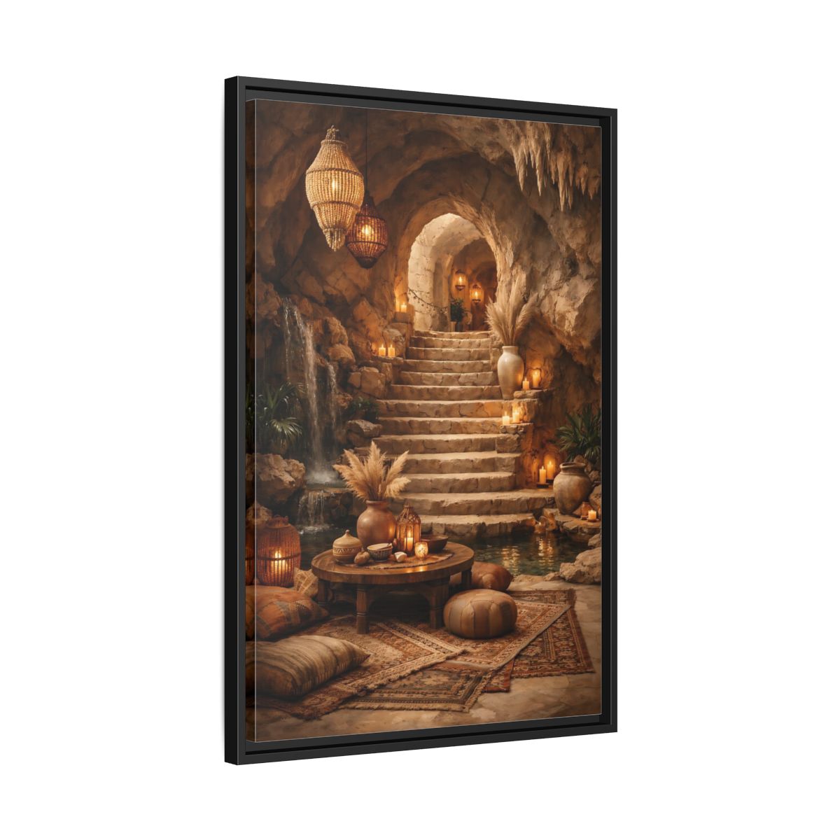 Side Mockup 14. Fairytale Cave Grotto Warm Earth Tones shown as stretched canvas wall art