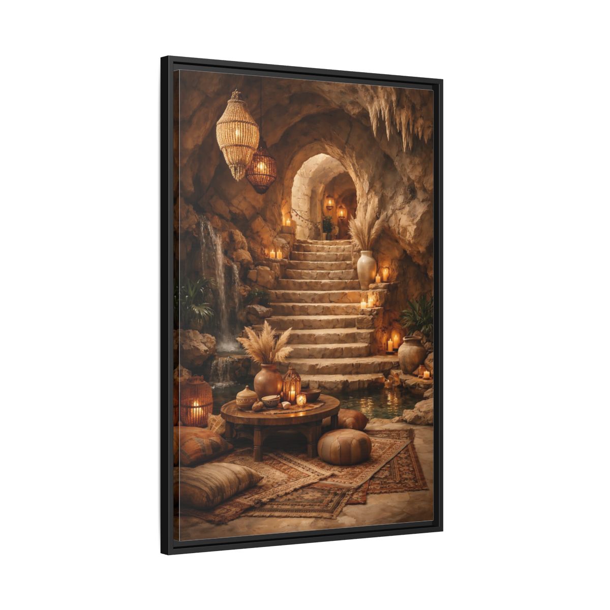 Side Mockup 13. Fairytale Cave Grotto Warm Earth Tones shown as stretched canvas wall art