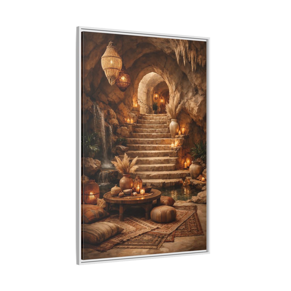 Side Mockup 7. Fairytale Cave Grotto Warm Earth Tones shown as stretched canvas wall art