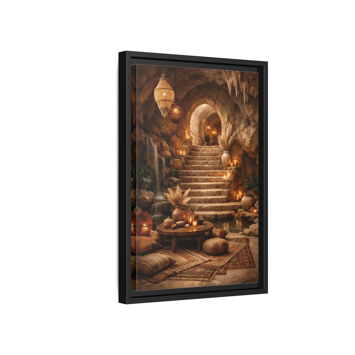 Side Mockup 6. Fairytale Cave Grotto Warm Earth Tones shown as stretched canvas wall art