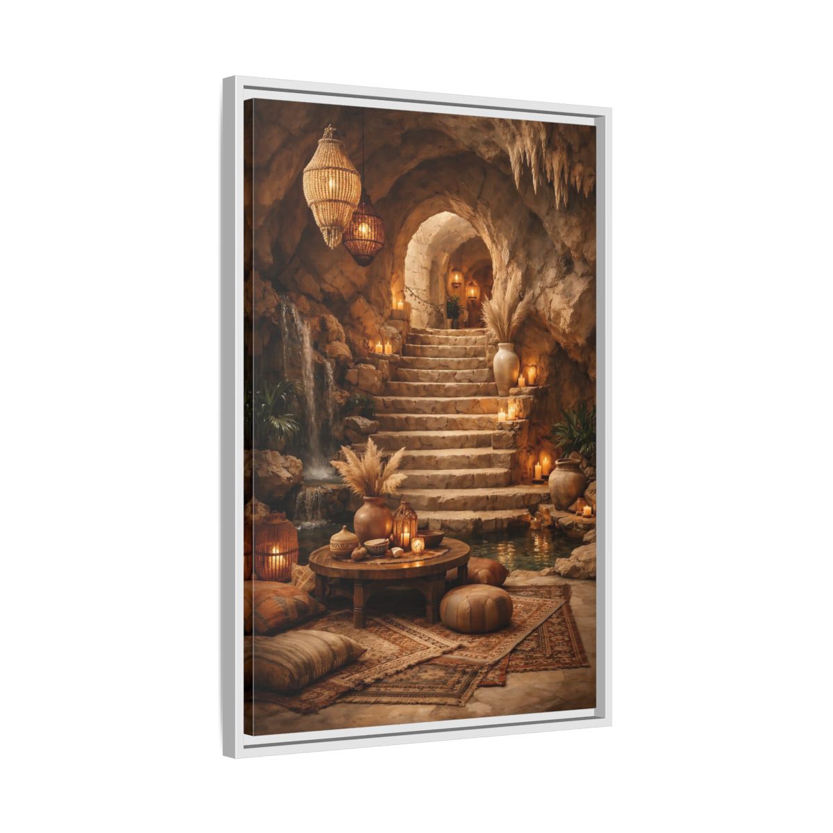 Side Mockup 11. Fairytale Cave Grotto Warm Earth Tones shown as stretched canvas wall art