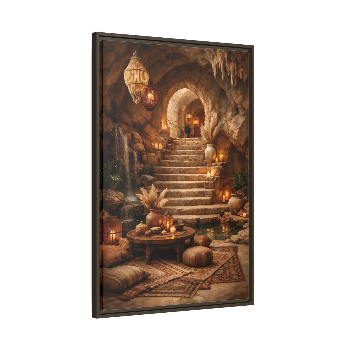 Side Mockup 10. Fairytale Cave Grotto Warm Earth Tones shown as stretched canvas wall art
