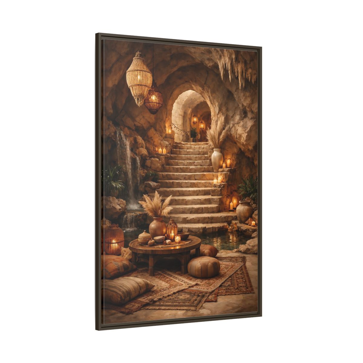 Side Mockup 8. Fairytale Cave Grotto Warm Earth Tones shown as stretched canvas wall art