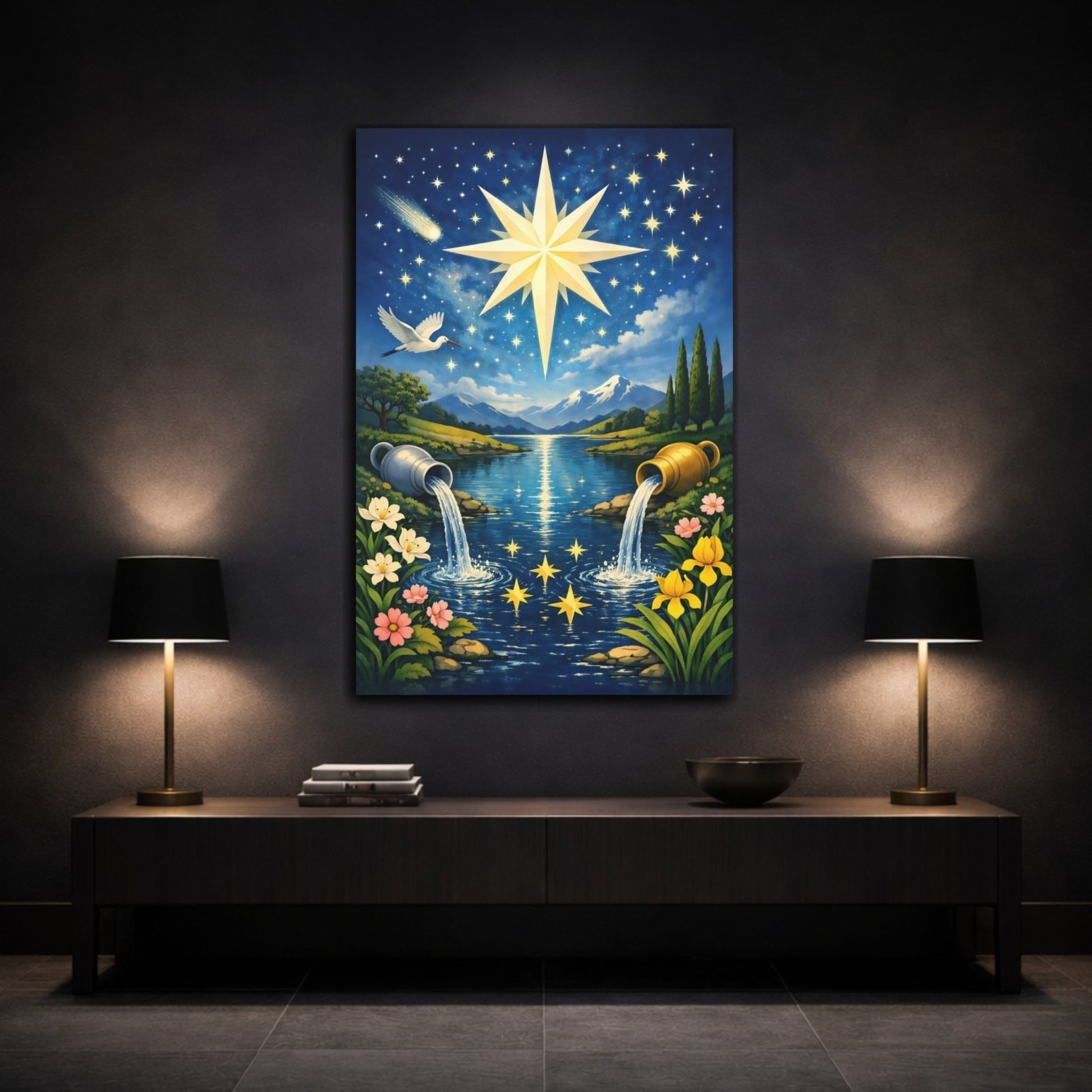 Fairytale Celestial Star Blue And Gold - Canvas Wall Art Print - YesArtYes