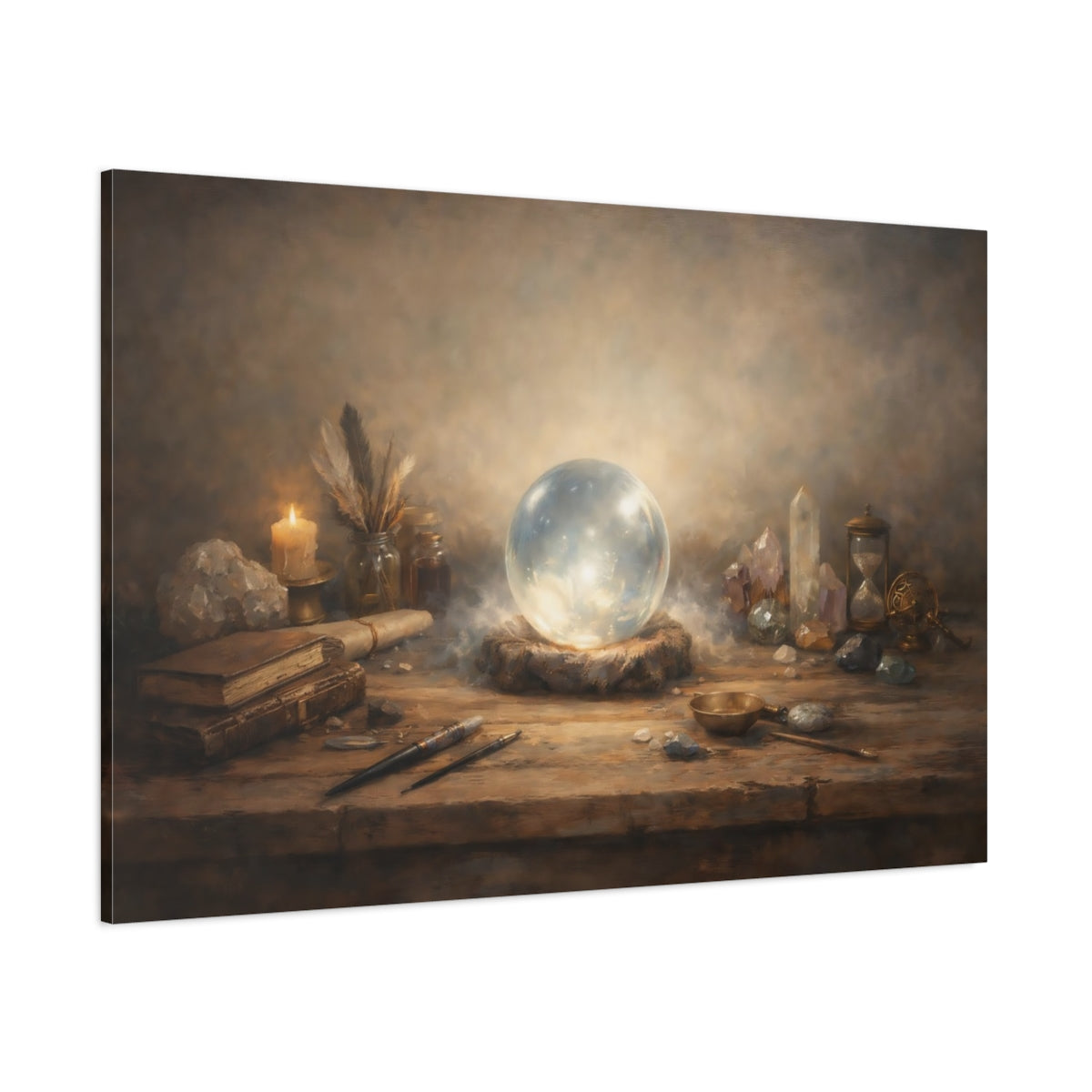 Main Mockup. Fairytale Crystal Ball Mystic Table shown as stretched canvas wall art