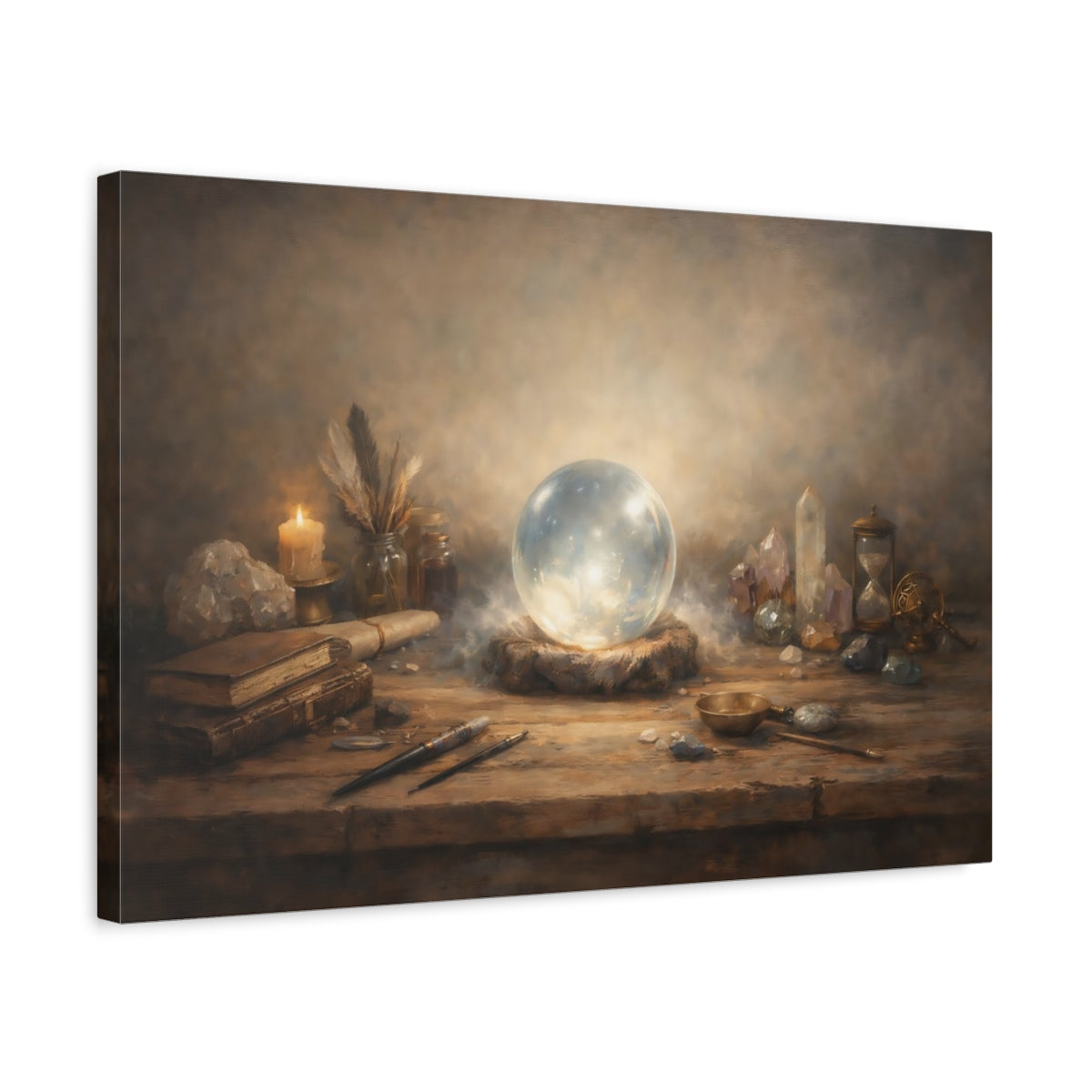 Side Mockup 3. Fairytale Crystal Ball Mystic Table shown as stretched canvas wall art