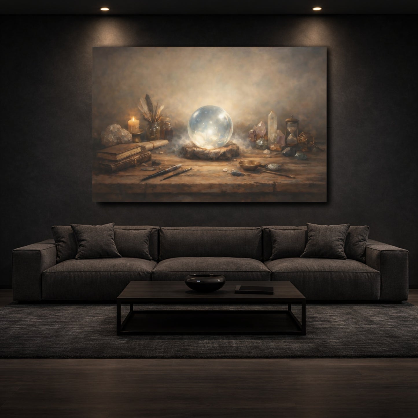 Mockup 2. Fairytale Crystal Ball Mystic Table shown as stretched canvas wall art