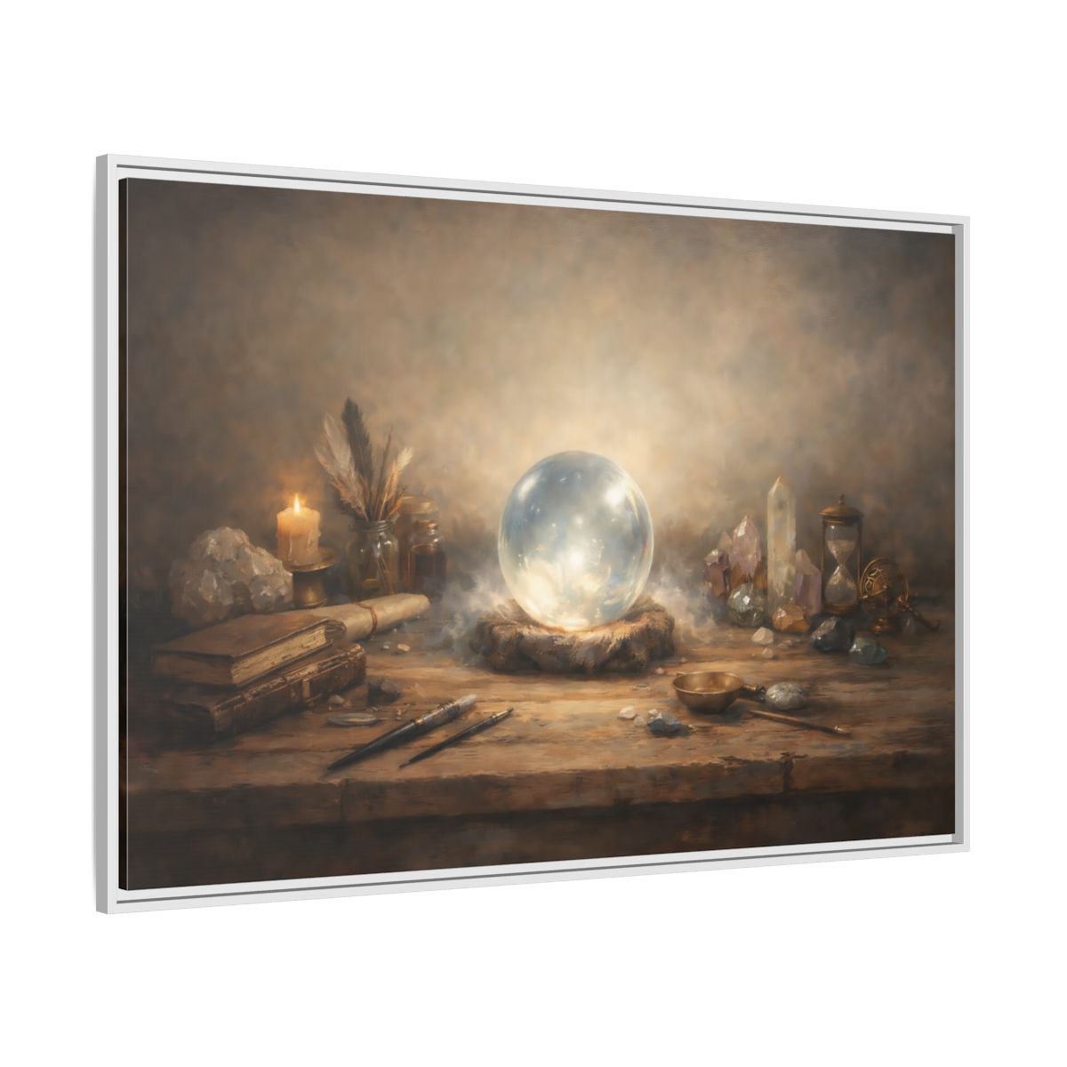 Side Mockup 7. Fairytale Crystal Ball Vintage Mystic shown as stretched canvas wall art
