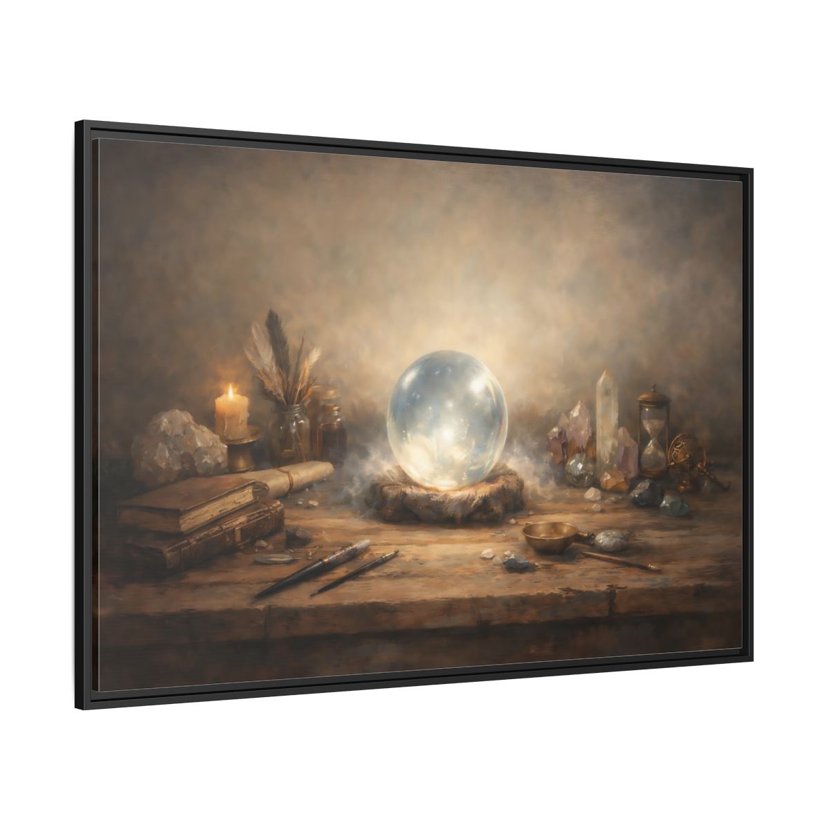 Side Mockup 12. Fairytale Crystal Ball Vintage Mystic shown as stretched canvas wall art