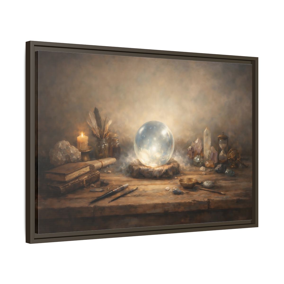Side Mockup 11. Fairytale Crystal Ball Vintage Mystic shown as stretched canvas wall art