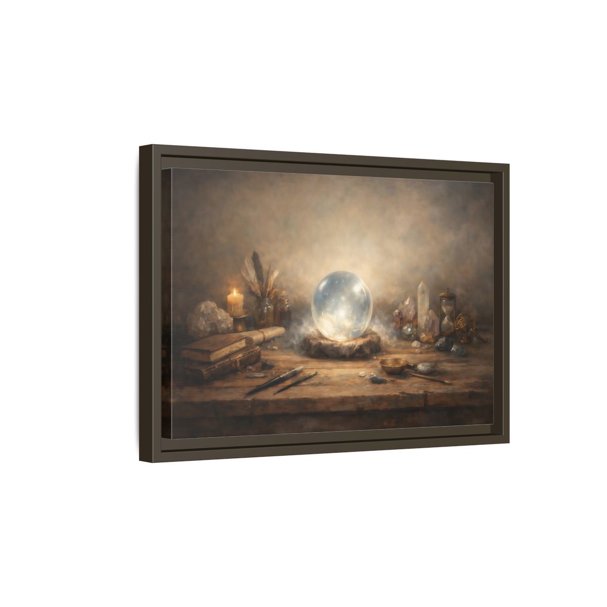 Side Mockup 5. Fairytale Crystal Ball Vintage Mystic shown as stretched canvas wall art