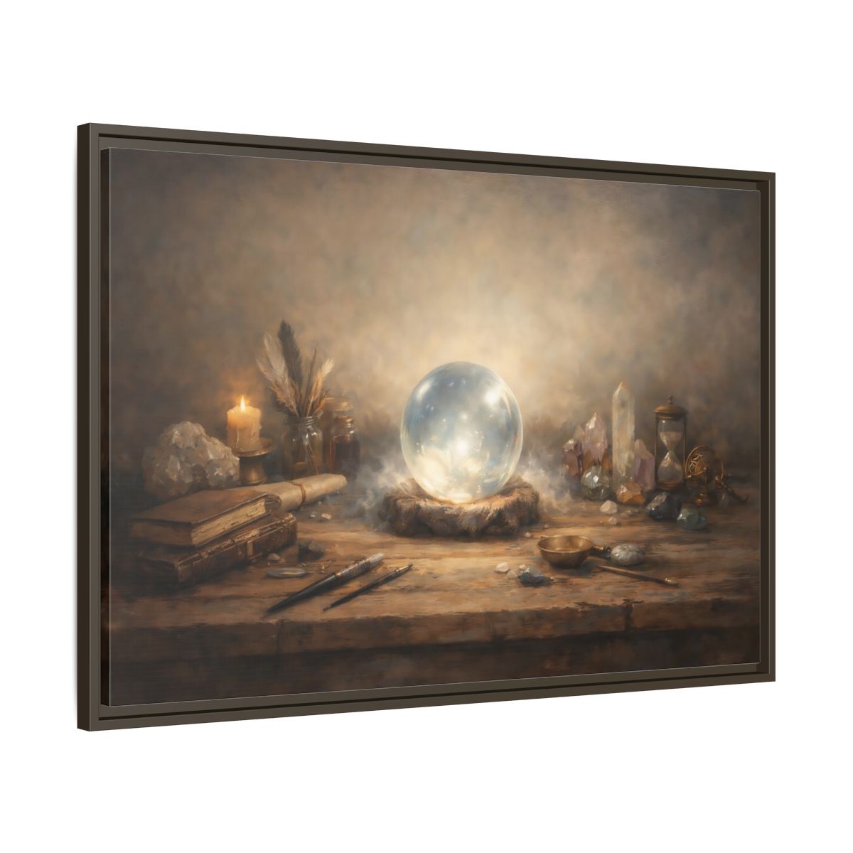 Side Mockup 9. Fairytale Crystal Ball Vintage Mystic shown as stretched canvas wall art
