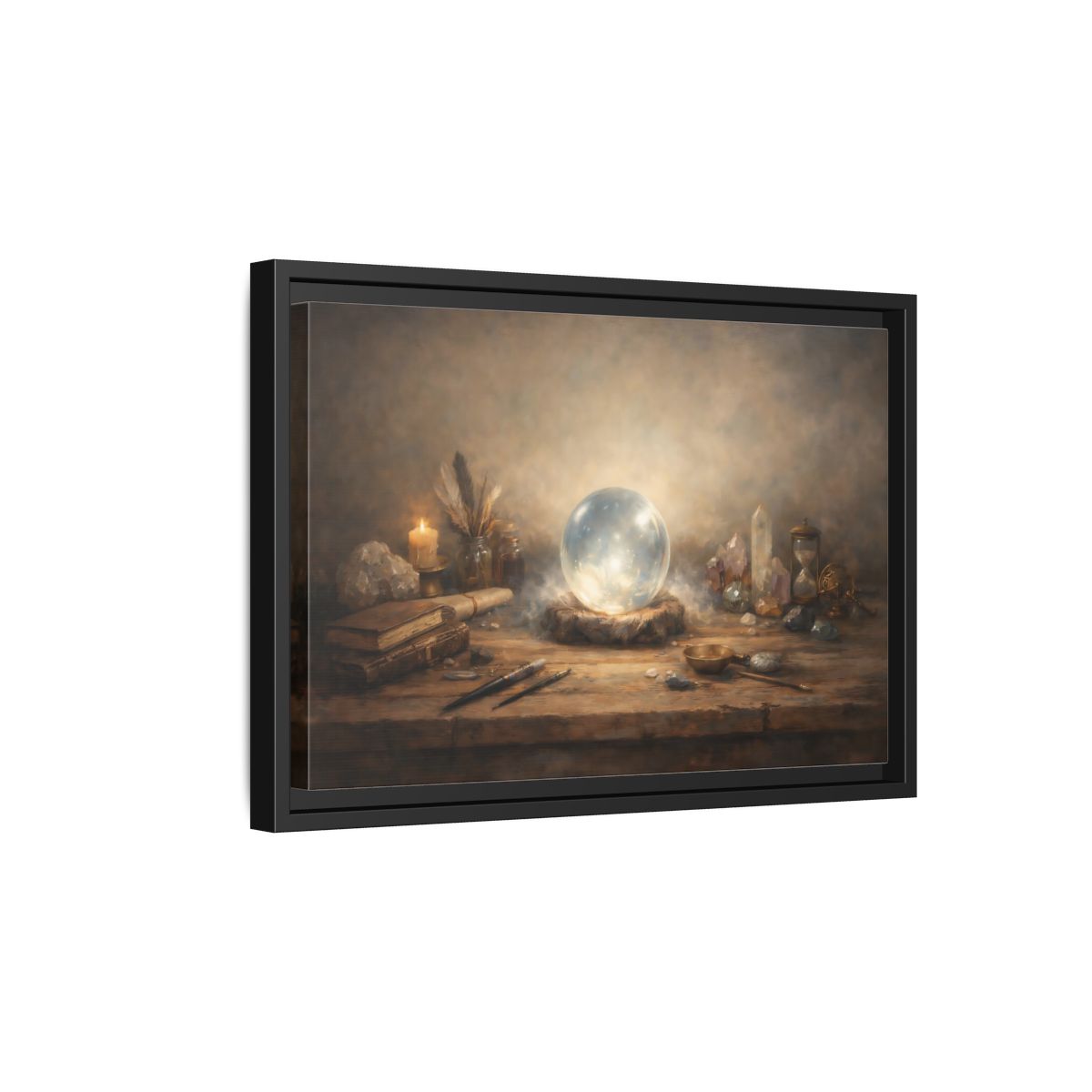 Side Mockup 6. Fairytale Crystal Ball Vintage Mystic shown as stretched canvas wall art