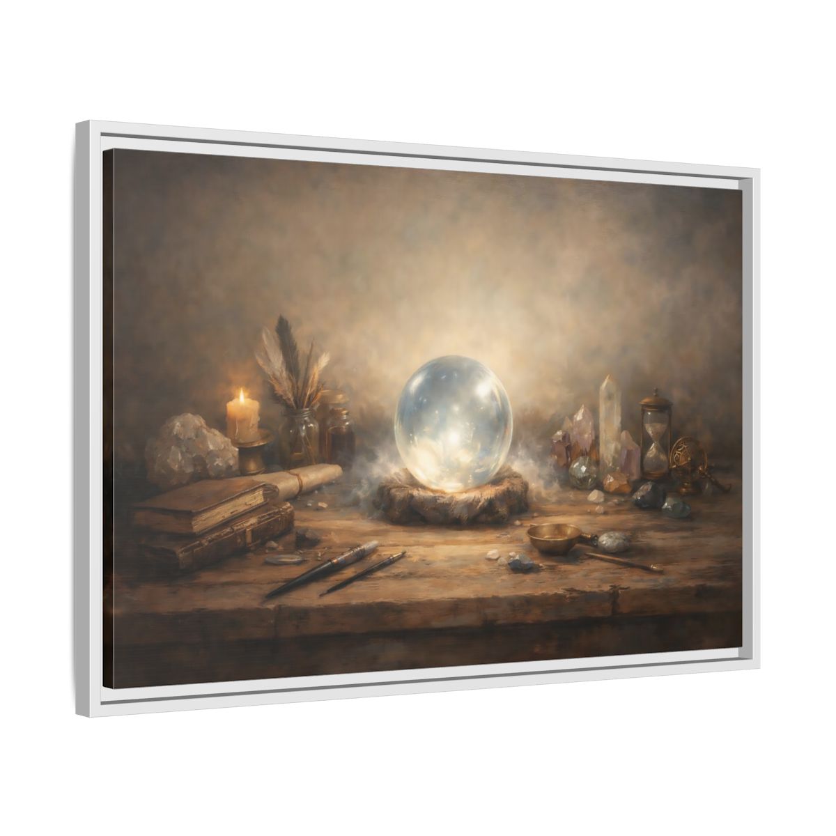Side Mockup 10. Fairytale Crystal Ball Vintage Mystic shown as stretched canvas wall art